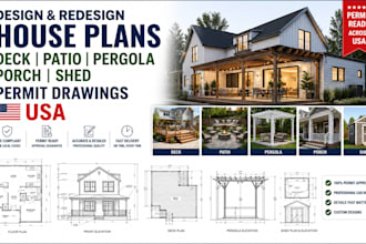 design redesign house plans deck patio pergola porch shed permit drawings usa