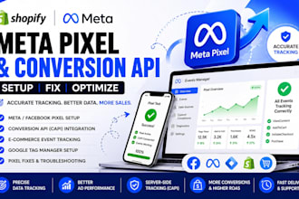 set up and fix meta pixel facebook pixel conversion API and shopify tracking
