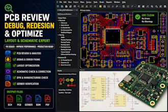 review, debug, redesign and optimize your pcb layout and circuit schematic
