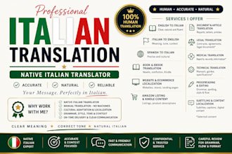 italian translation, english to italian proofreading fiction novel book editing