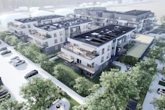 render 3d multi family residential building concept,proposed elevation 3d visual
