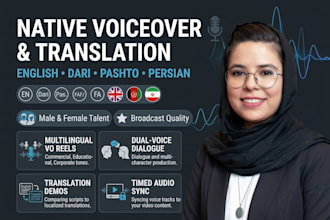 record male and female english dari pashto voiceover and translation