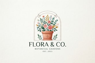 design a beautiful flower pot logo for your brand