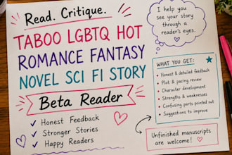 read critique taboo igtb romamce fantasy novel sci fi ya story beta reader