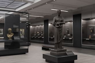 architect 3dmuseum space,interior art gallery,cultural center render,walkthrough