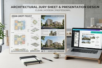 design architectural jury sheet, presentation and portfolio in canva, powerpoint