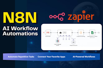 setup ai automations workflow using n8n ai agent, make, zapier