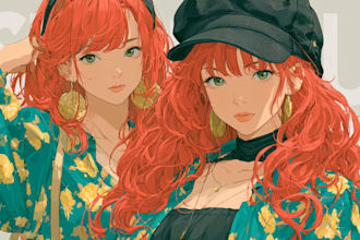 draw anime character illustration and custom anime art