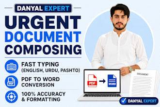 do professional document composing in english urdu pashto