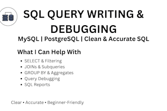 write, fix and optimize sql queries for data analysis