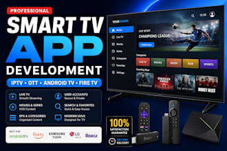 build smart TV, iptv, ott streaming apps for android tv, fire TV