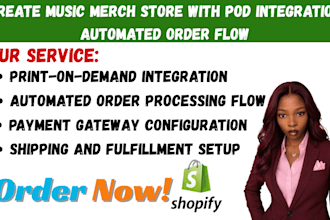 create music merch store with pod integration automated order flow