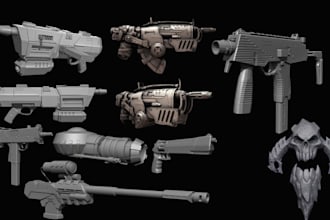 scuplt 3d cosplay weapons props 3d airsoft gun model accessory for 3d printing