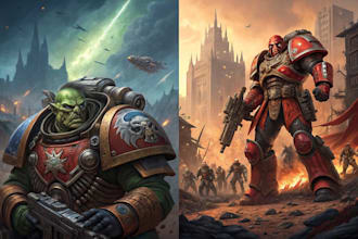 do a beautiful digital warhammer 40k and illustrations