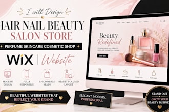 design hair nail beauty salon store perfume skincare cosmetic shop wix website