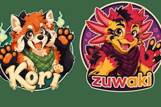 draw furry con badge, fursona headshot, furry art fursona badge, sticker for con