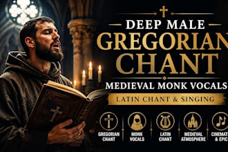 record deep male gregorian chant, medieval monk vocals, latin chant and singing