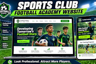 design your sports club, football academy and sports team website