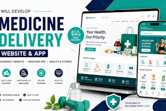 develop medicine delivery website medicine app pharmacy website  health fitness