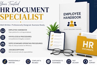 write and design employee handbook, HR policies, sops and job descriptions