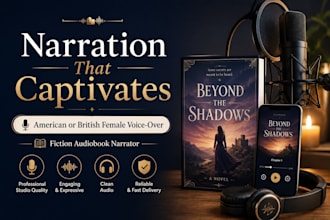 narrate your fiction audiobook as an american or british, female voice over