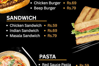 design a modern restaurant food menu