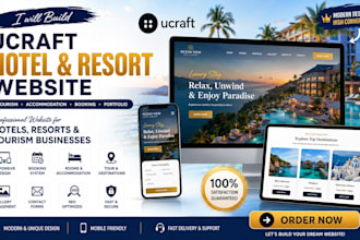 build ucraft hotel resort tourism accommodation booking portfolio website