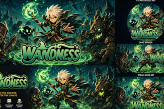 design steam capsule art, game cover art, game banner and steam game art