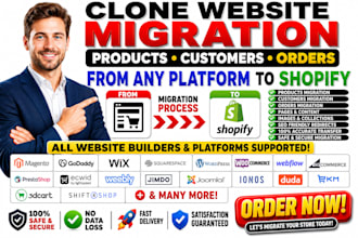 clone website migration products customers order from magento godaddy to shopify