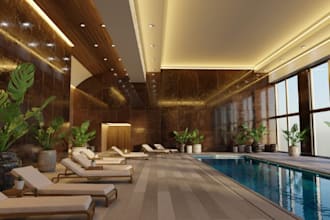 design 3d sauna room, steam room and wellness space
