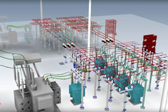 design high and low voltage substation layout, 2d sld and 3d bim model