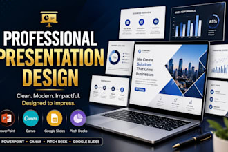 create professional powerpoint presentation pitch deck canva PDF presentation