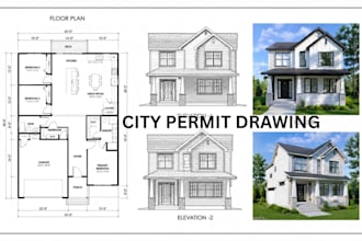 draw city permit architectural drawings, 2d autocad, blueprints city submission