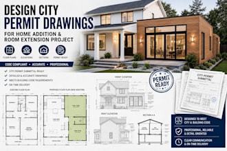 design city permit drawings for home addition and room extension project