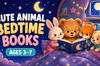 illustrate cute animal bedtime books for children ages 3 to 7
