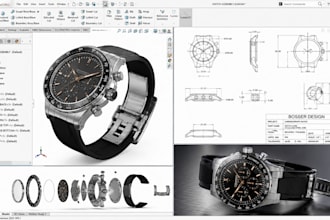 create custom 3d watch cad model with manufacturing ready technical drawing