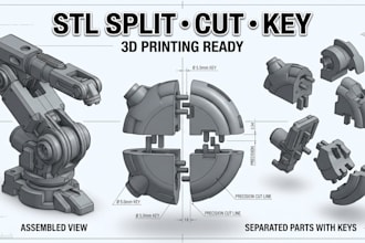 split, cut, key stl model file for cnc carving laser cutting 3d print stl repair