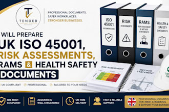 prepare UK iso 45001, risk assessments, rams and health safety documents