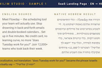 localize your english content into native hebrew marketing copy