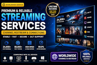offer best streaming services, worldwide channel restream connections, lifetime