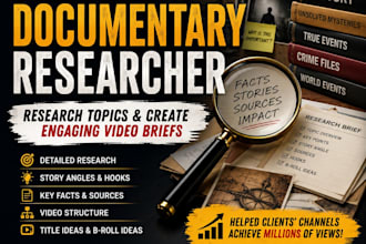 research youtube documentary topics and create video briefs