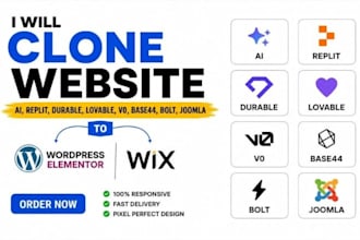 clone ai replit durable lovable v0 base44 bolt joomla, wordpress with elementor