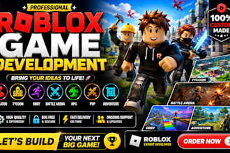 develop roblox game, simulator, tycoon, obby, battel arena, rpg, pvp, adventure