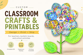 design classroom crafts, printables and teaching resources