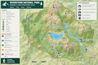 design detailed hiking route map backpacking map trekking map and campground map