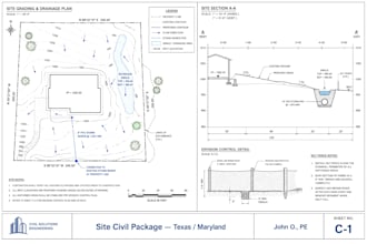 site grading, water runoff, and erosion control swppp plans for texas, maryland