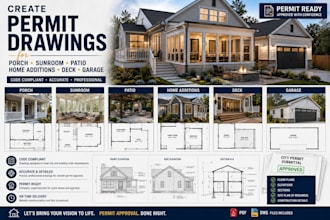 create permit drawings for porch, sunroom, patio, home additions, deck, garage