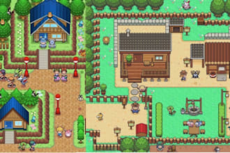 do topdown pixel art tileset pixel background sprite sheet animation game assets