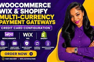 configure woocommerce, wix, shopify multi currency payment gateways, credit card