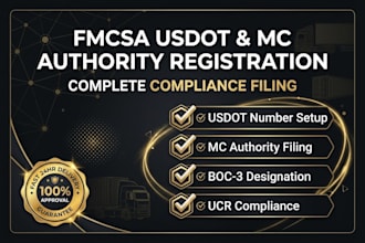 handle fmcsa usdot registration, mc authority filing, boc 3, and ucr compliance